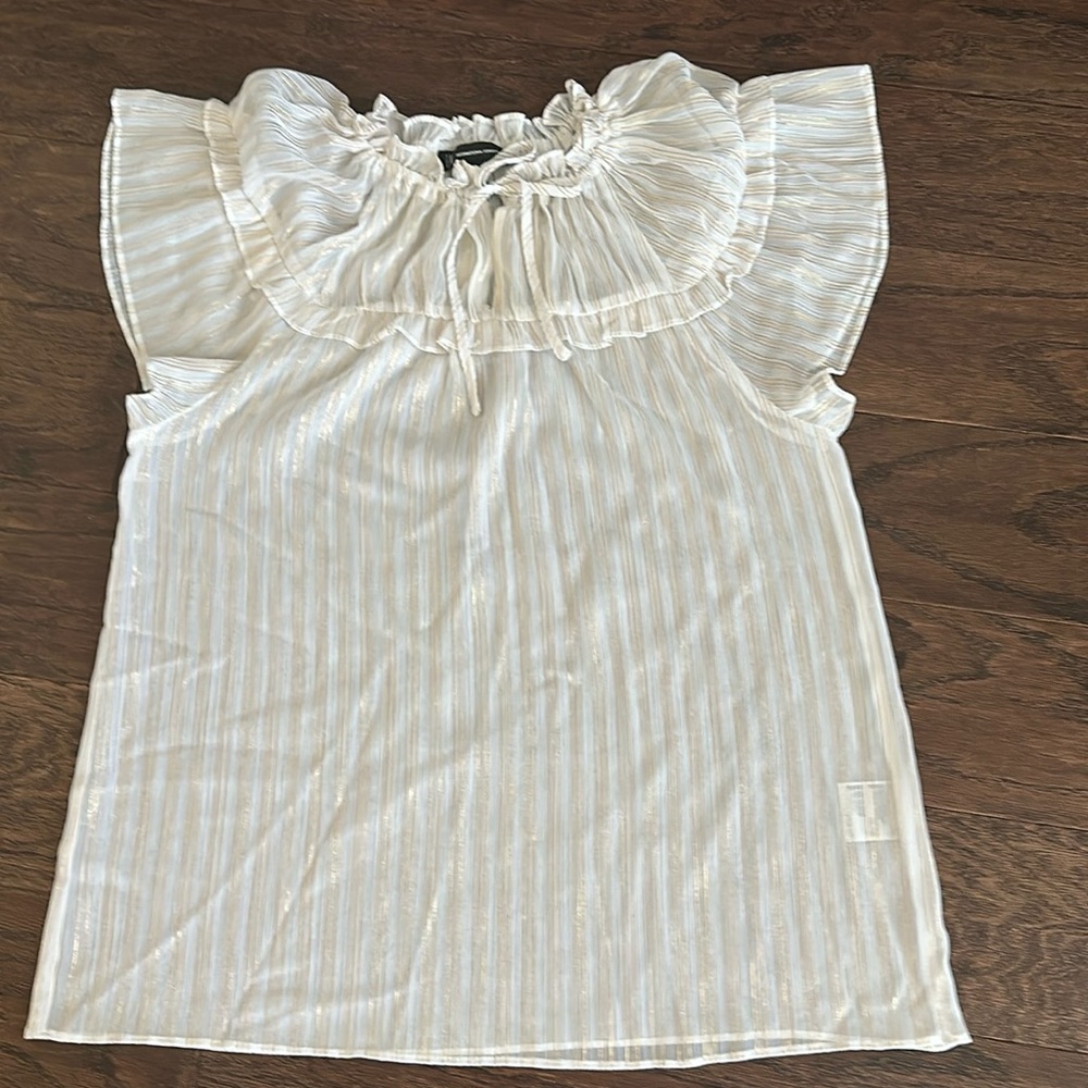 INC International Concepts sheer gold metallic top